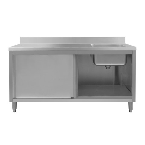 Zlew gastronomiczny spawany prawostronny z szafką 160x60x85 stal nierdzewna MTP001847