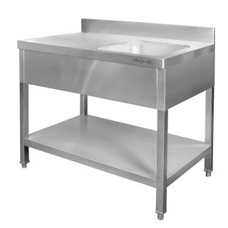 Zlew gastronomiczny prawostronny z maskownicą i półką 140x70x85 stal nierdzewna MTP005160