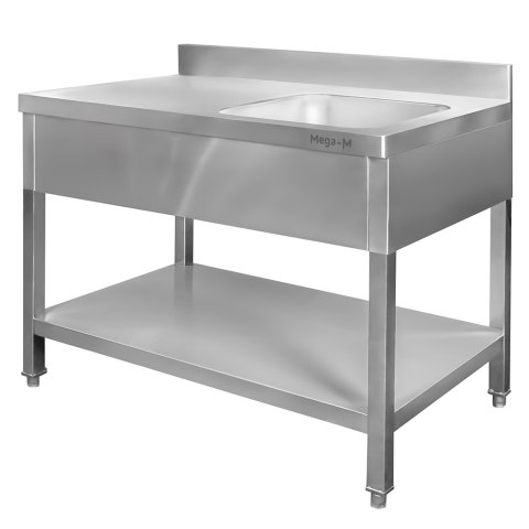 Zlew gastronomiczny prawostronny z maskownicą i półką 160x60x85 stal nierdzewna MTP005167