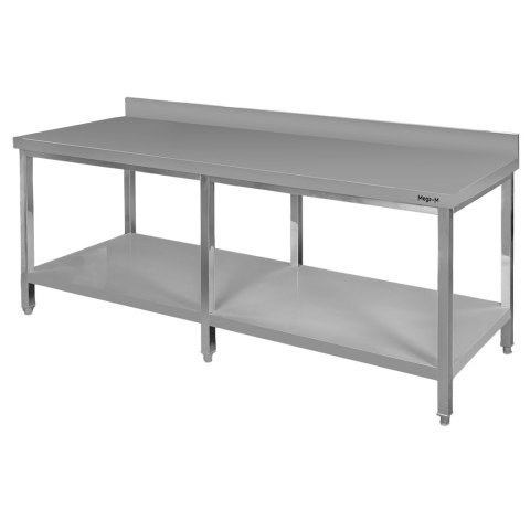 Stół przyścienny inox z półką 6 nóg 220x80x85 MTP005116