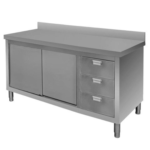 Stół przyścienny spawany z szafką 3 szuflady 140x60x85 MTP005097