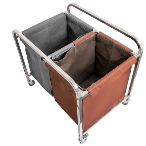 Wózek hotelowy na pranie 2 komory 90x65x85 szaro brązowy MTP006698