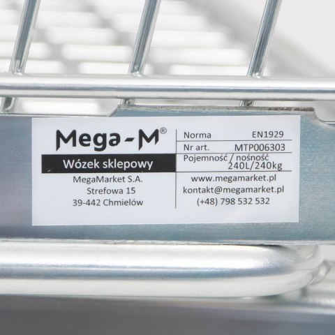 Wózek sklepowy YR 240l szerokość 58 cm hipermarket MTP006303