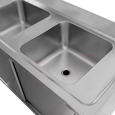 Zlew gastronomiczny spawany 2 komory z szafką 100x70x85 inox MTP005139
