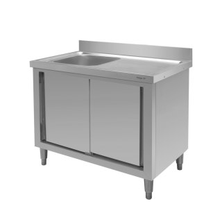 Zlew gastronomiczny spawany lewostronny z szafką 100x70x85 stal nierdzewna MTP005142