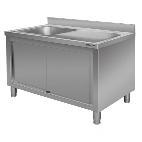 Zlew gastronomiczny spawany lewostronny z szafką 160x60x85 stal nierdzewna MTP005150