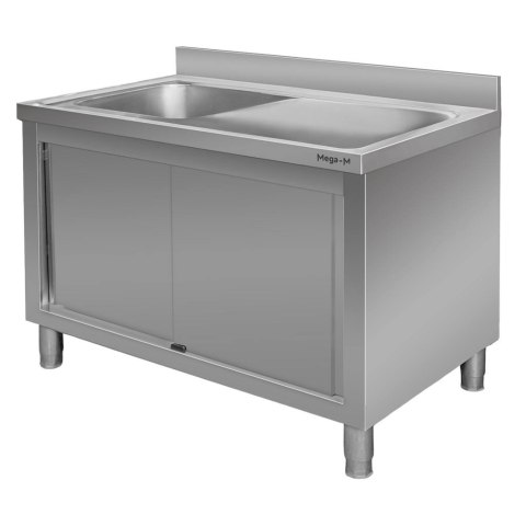 Zlew gastronomiczny spawany lewostronny z szafką 140x60x85 stal nierdzewna MTP005148