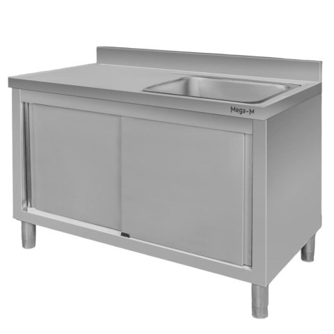 Zlew gastronomiczny spawany prawostronny z szafką 120x60x85 stal nierdzewna MTP005145