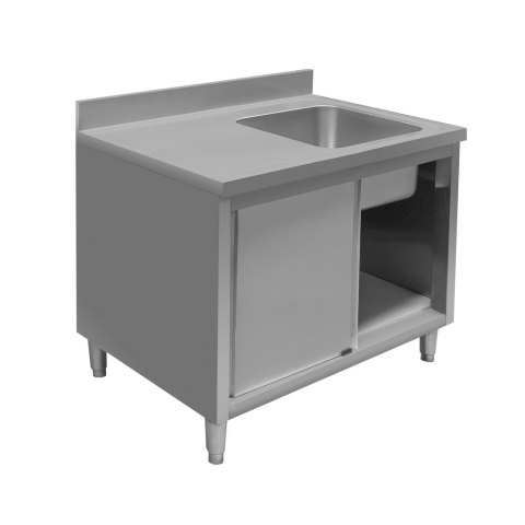 Zlew gastronomiczny spawany prawostronny z szafką 120x70x85 stal nierdzewna MTP005143