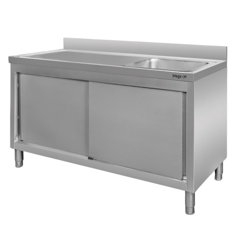 Zlew gastronomiczny spawany prawostronny z szafką 140x60x85 stal nierdzewna MTP005149