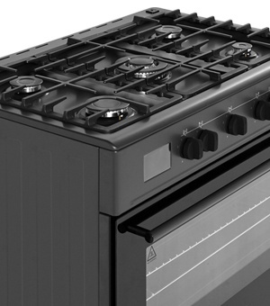 Kuchenka gazowa 5-palnikowa z piekarnikiem elektrycznym KWGE-K90A Modern Black