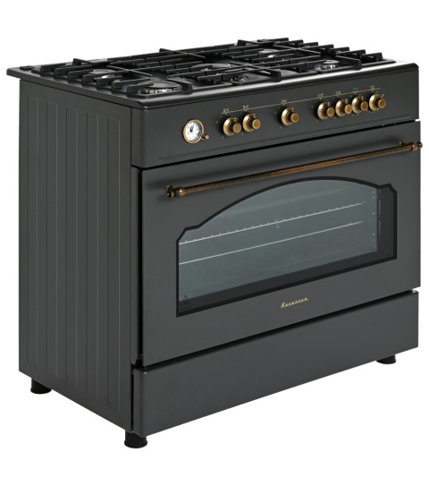 Kuchnia gazowa 5-palnikowa z piekarnikiem elektrycznym oszczędna Retro KWGE-90AR