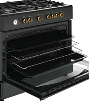 Kuchnia gazowa 5-palnikowa z piekarnikiem elektrycznym oszczędna Retro KWGE-90AR