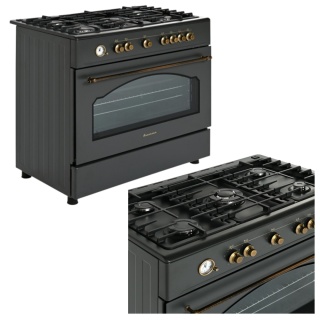 Kuchnia gazowa 5-palnikowa z piekarnikiem elektrycznym oszczędna Retro KWGE-90AR