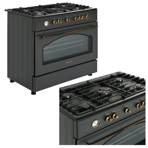 Kuchnia gazowa 5-palnikowa z piekarnikiem elektrycznym oszczędna Retro KWGE-90AR