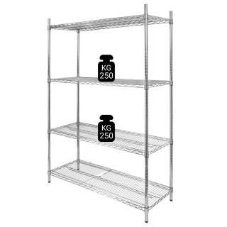Regał gastronomiczny druciany chromowany 4 półki 120x45x180 MTP006910