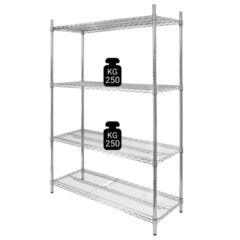 Regał gastronomiczny druciany chromowany 4 półki 120x45x180 MTP006910