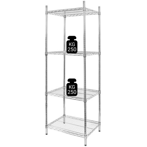 Regał gastronomiczny druciany chromowany 4 półki 60x60x180 MTP006911