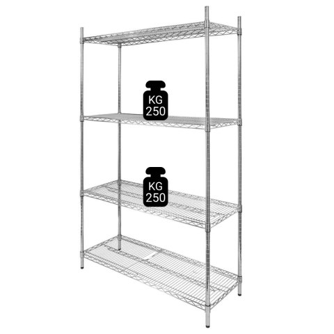 Regał gastronomiczny druciany chromowany 4 półki 90x45x180 MTP006909