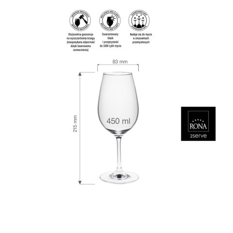Kieliszek do wina bordeaux Ratio, 450ml RONA
