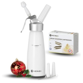 Syfon do bitej śmietany Hendi 588369 Kitchen Line 0,5 L Biały + 10 naboi N2O