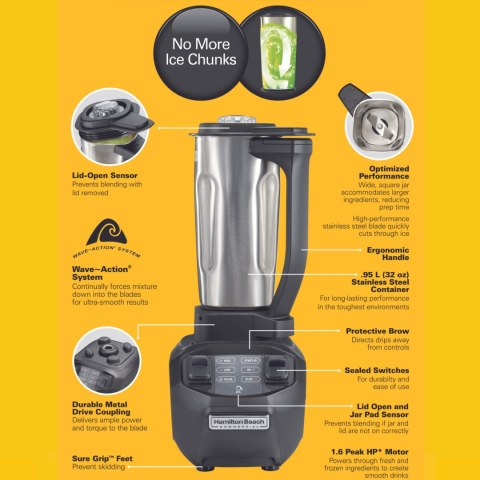 Blender Barmański Hamilton Beach Commercial HBB255-CE Rio Dzbanek Nierdzewny 1,4l