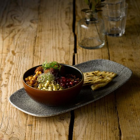 Talerz podłużny Raku Quartz Black o wym. 298x153 mm Churchill