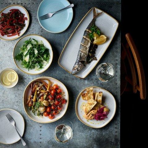 Talerz płytki o organicznym kształcie Stonecast Duck Egg Blu 210 mm Churchill