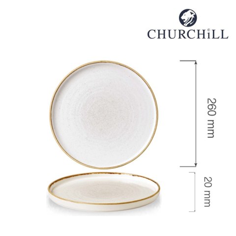 Talerz płytki z rantem Stonecast Barley White 260 mm x (H)20 Churchill