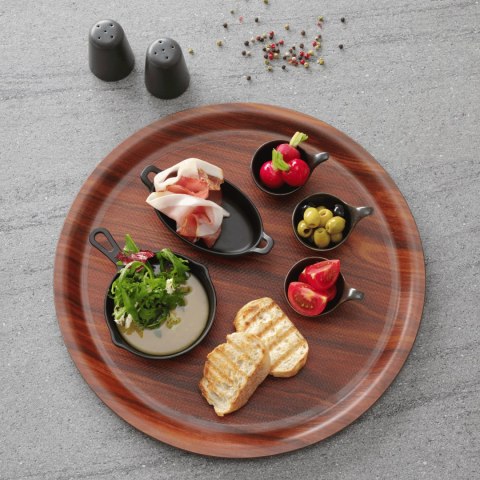 Taca drewniana z wysokim rantem,antyp.orzech - śr.320x(H)35 mm Amerbox