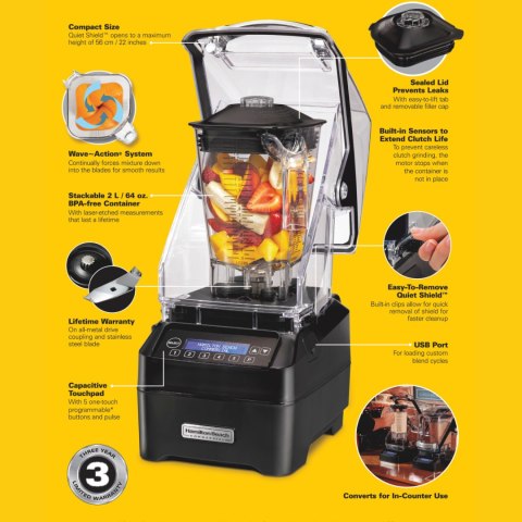 Blender Barmański Hamilton Beach Commercial HBH755R-CE Eclipse 2l 1000W