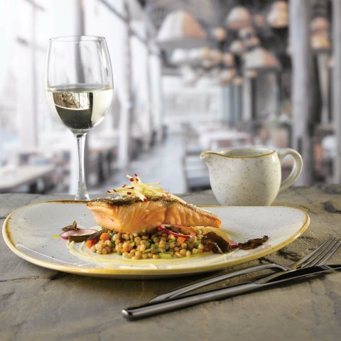 Talerz organiczny z wysokim rantem Stonecast Barley White, 230mm Churchill