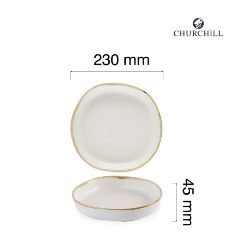 Talerz organiczny z wysokim rantem Stonecast Barley White, 230mm Churchill