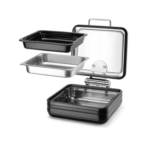 Podgrzewacz Indukcyjny GN 2/3 z Pokrywą Szklaną De Luxe Black Fine Dine