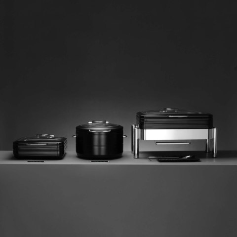 Podgrzewacz Indukcyjny Okrągły 9l z Pokrywą Szklaną De Luxe Black Fine Dine