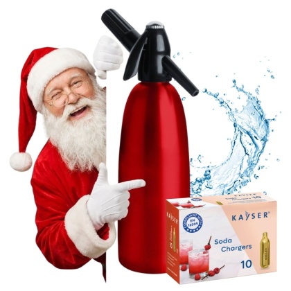 Syfon do wody sodowej gazowanej saturator 1 litr CZERWONY + 10 naboi