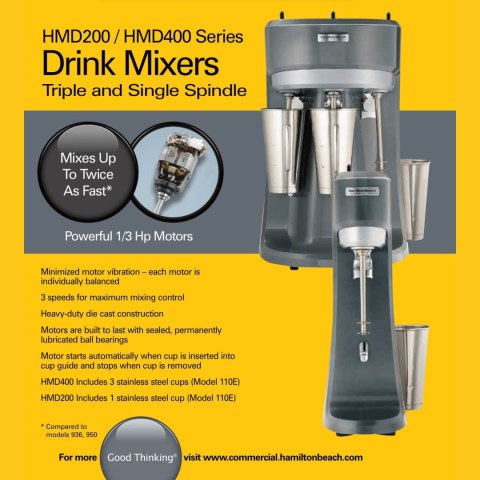 Mikser pojedynczy, koktajler do frappe koktaji i shake mlecznych HMD200R-CE ,Hamilton Beach Commercial Hamilton Beach Commercial