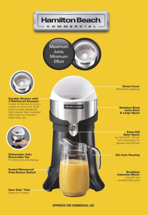 Wyciskarka Elektryczna do Cytrusów Gastronomiczna HCJ967R-CE Hamilton Beach