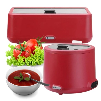 Kociołek Do Zupy UNIQ 8l Czerwony + Podgrzewacz Elektryczny UNIQ 700W Czerwony Hendi