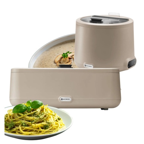 Kociołek Do Zupy UNIQ 8l Beżowy + Podgrzewacz Elektryczny UNIQ 700W Beżowy Hendi