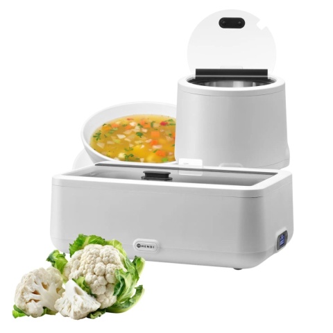 Kociołek Do Zupy UNIQ 8l Biały + Podgrzewacz Elektryczny UNIQ 700W Biały Hendi