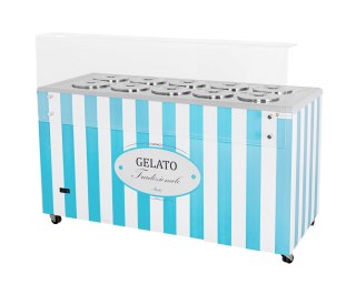Konserwator do lodów Retro 10 tub okrągłe kuwety Niebieski Resto Quality GELATO POZETTI 10 BLUE