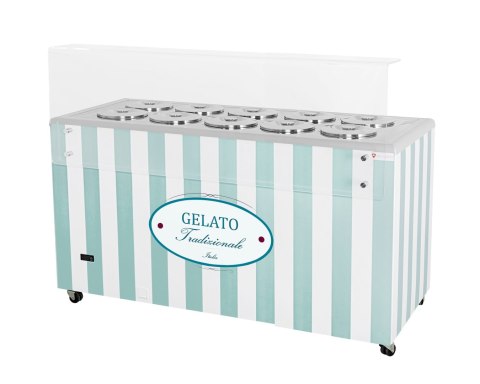 Konserwator do lodów Retro 10 tub kuwety Pastel Blue Resto Quality GELATO POZETTI 10 PASTEL BLUE