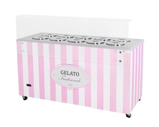 Konserwator do lodów Retro 10 tub okrągłe kuwety Różowy Resto Quality GELATO POZETTI 10 PINK