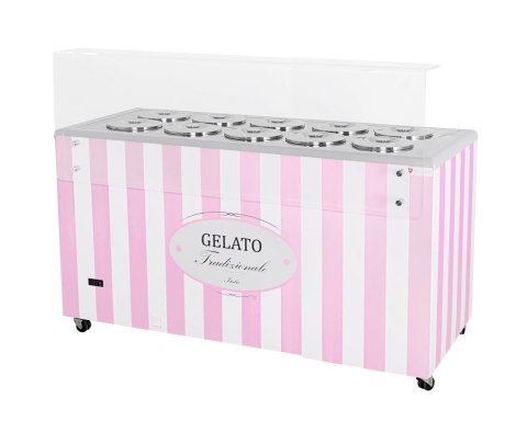 Konserwator do lodów Retro 10 tub okrągłe kuwety Różowy Resto Quality GELATO POZETTI 10 PINK