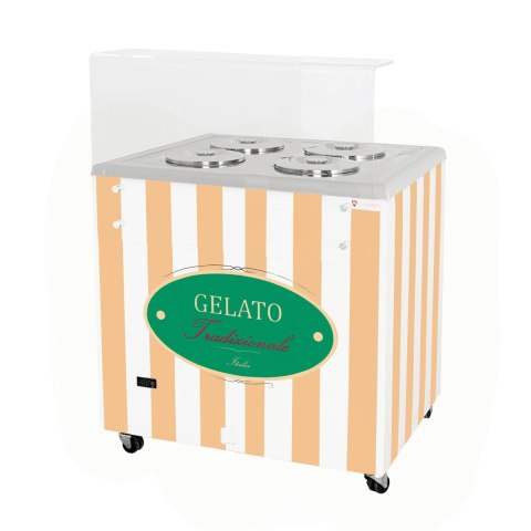 Konserwator do lodów Retro 4 tuby okrągłe kuwety Beżowy Resto Quality GELATO POZETTI 4 BEIGE
