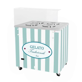 Konserwator do lodów Retro 4 tuby kuwety Pastel Blue Resto Quality GELATO POZETTI 4 PASTEL BLUE