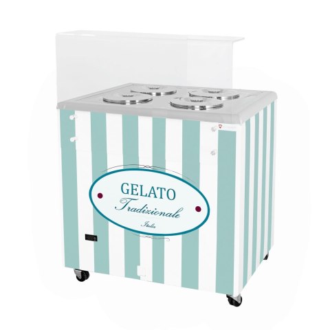 Konserwator do lodów Retro 4 tuby kuwety Pastel Blue Resto Quality GELATO POZETTI 4 PASTEL BLUE