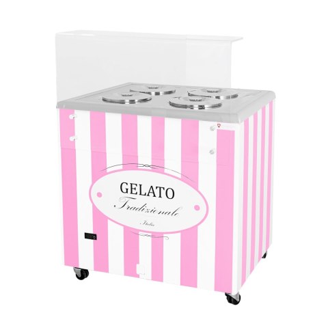 Konserwator do lodów Retro 4 tuby okrągłe kuwety Różowy Resto Quality GELATO POZETTI 4 PINK