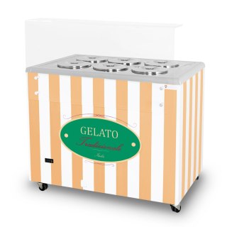Konserwator do lodów Retro 6 tub okrągłe kuwety Beżowy Resto Quality GELATO POZETTI 6 BEIGE